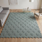 Hand Tufted Wool Rug, Floral Botanical Pattern with Scalloped
