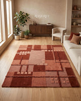 Hand-Tufted Wool Area Rug, Modern Patchwork Geometric Design
