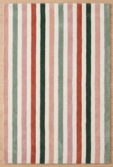 Handmade Wool Rug with Colorful Vertical Stripes Soft Hand Tufted Carpet