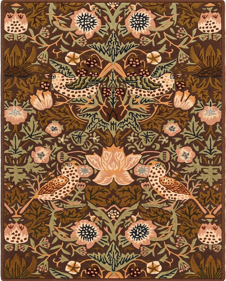 Premium Handmade Wild Strawberry Floral Wool Area Rug