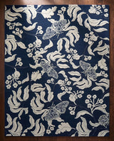Hand Tufted Wool Rug, Floral Butterfly Botanical Pattern