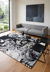 Modern Rose Floral Wool Rug | Colorful Garden Flower Design Carpet