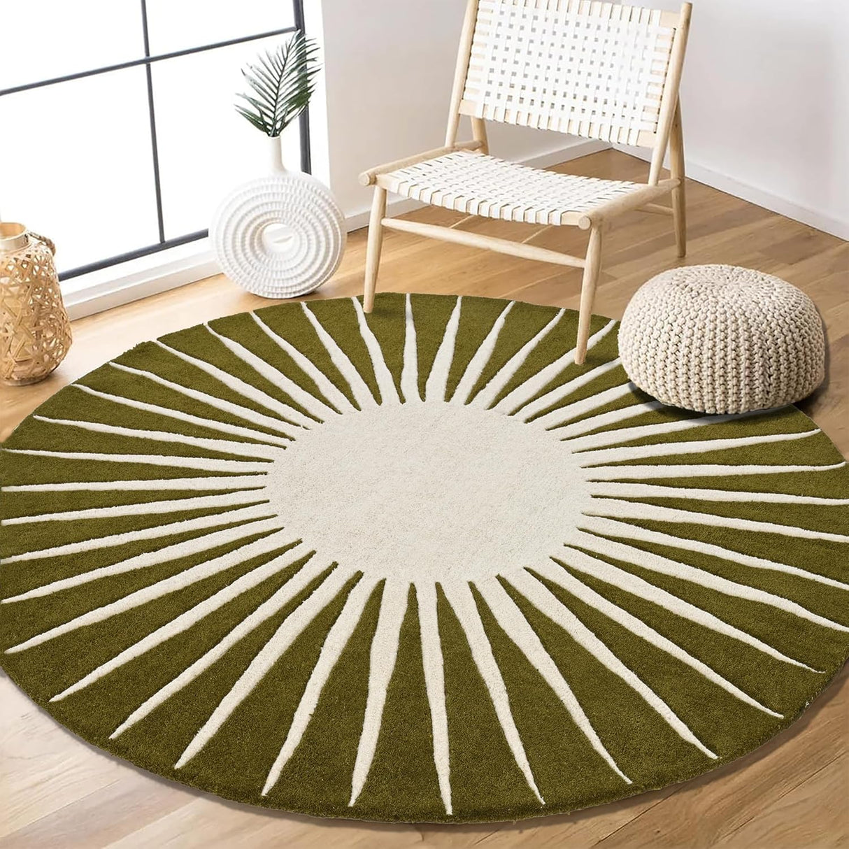 Modern Round Area Rug – Hand-Tufted with 100% New Zealand Wool