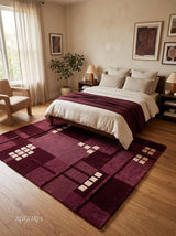 Hand-Tufted Wool Area Rug, Modern Patchwork Geometric Design