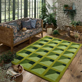 Hand-Tufted Wool Rug – Gustavian Floral Garden Maze in Lush Green Tones
