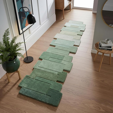 Modern Colorful Palette Irregular Shape Runner Wool Rug