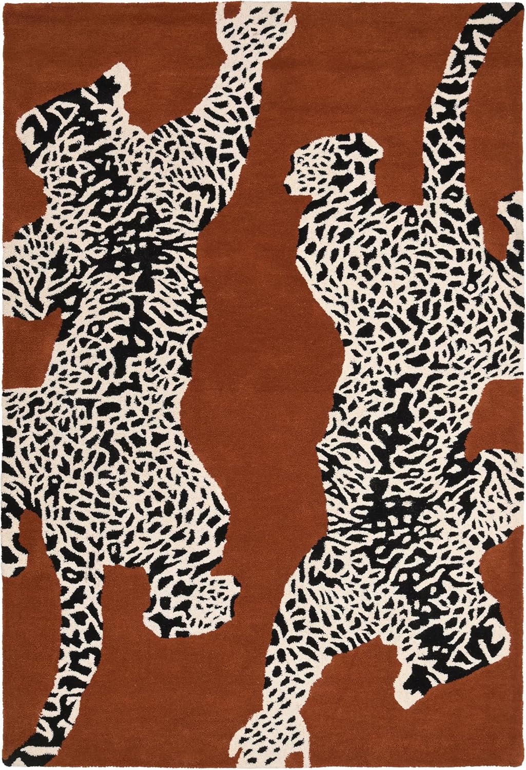 Climbing Jaguar Modern Handmade Wool Area Rug