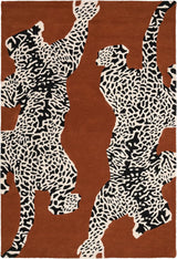 Climbing Jaguar Modern Handmade Wool Area Rug