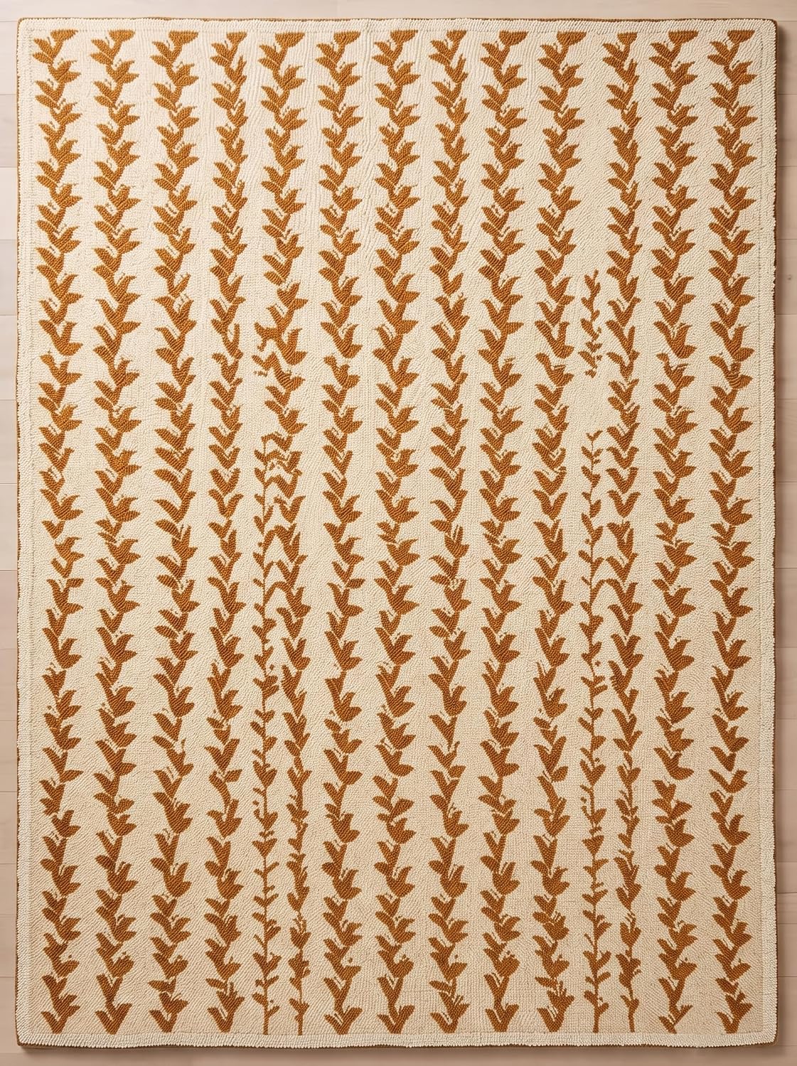 Hand-Tufted Wool Area Rug, Botanical Vine Pattern, Soft Thick Wool Carpet