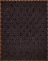 Hand Tufted Wool Rug, Floral Botanical Pattern with Scalloped