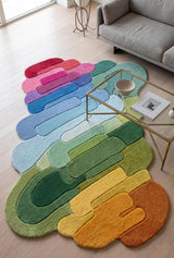 Hand Tufted Wool Rug, Abstract Organic Irregular Shape, Modern Gradient Design