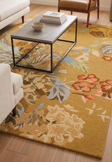 Modern Rose Floral Wool Rug | Colorful Garden Flower Design Carpet