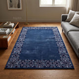 Hand-Tufted Wool Area Rug, Geometric Border,