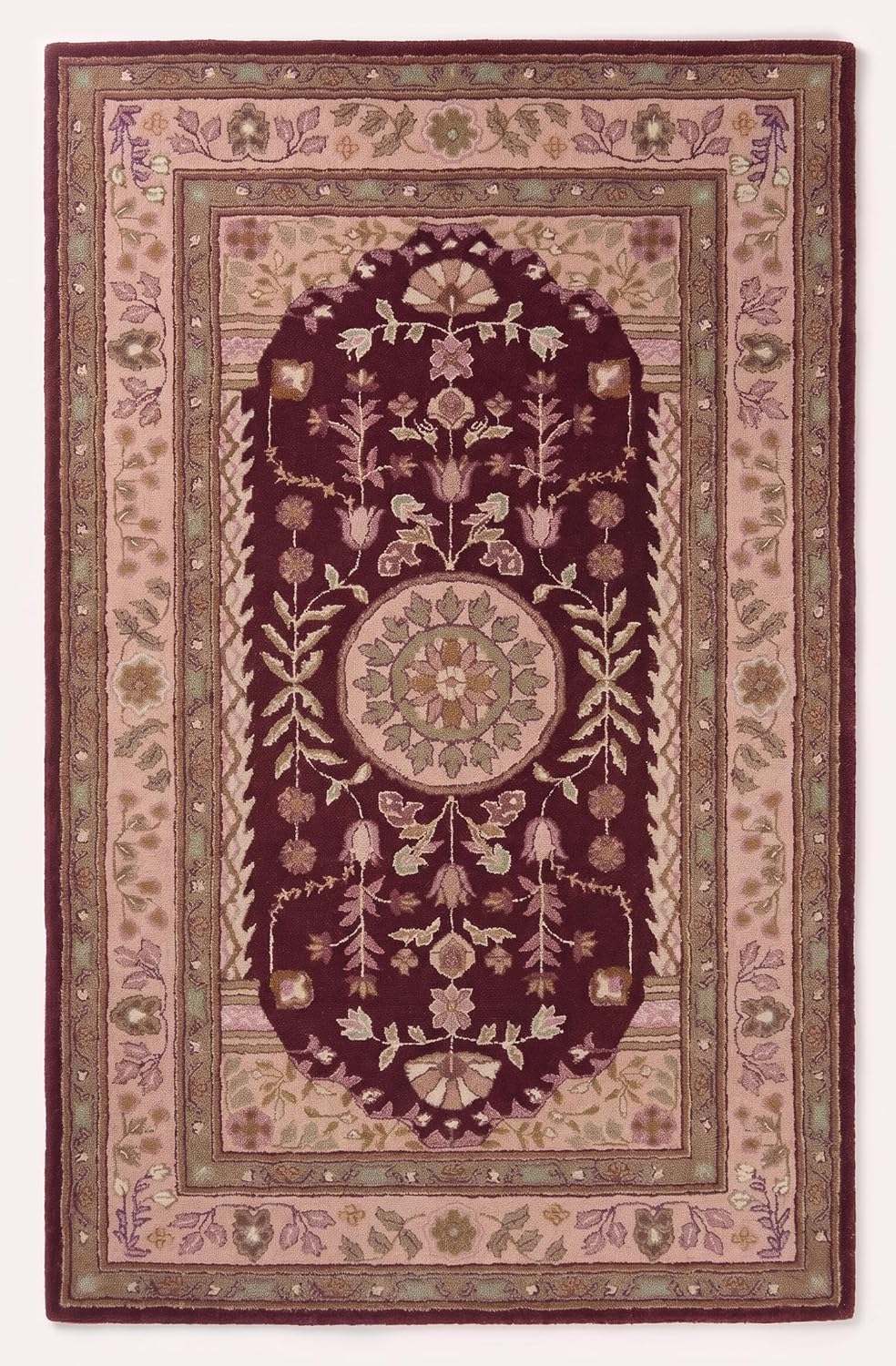 Traditional Hand-Tufted Wool Area Rug, Floral Medallion Design