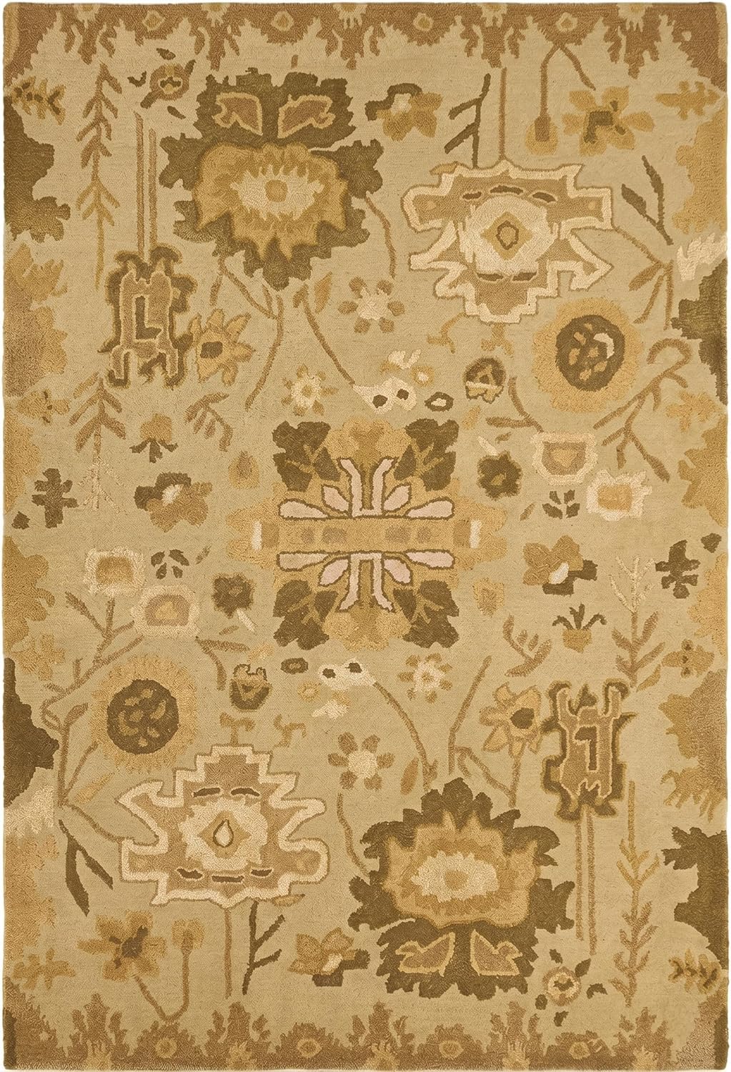 Handmade Oushak Wool Area Rug – Featuring Floral and Botanical Patterns in Soft Tones