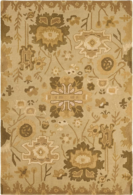 Handmade Oushak Wool Area Rug – Featuring Floral and Botanical Patterns in Soft Tones