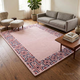 Hand-Tufted Wool Area Rug, Geometric Border,