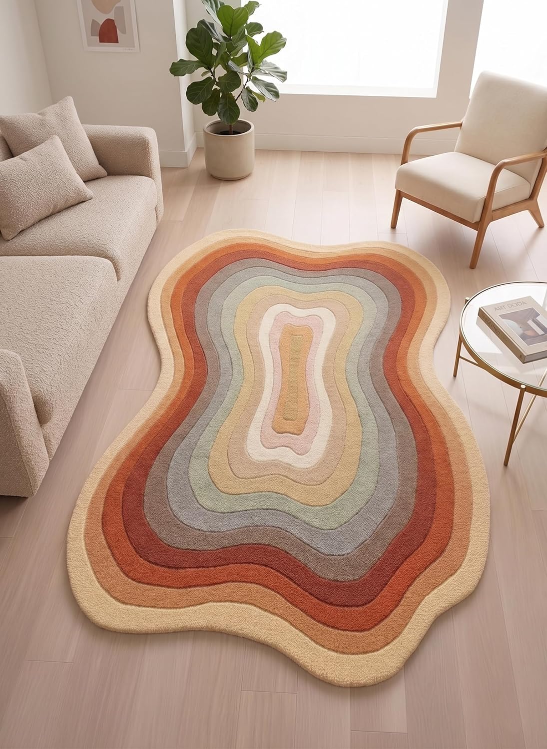 Modern Irregular Shaped Handmade  Premium Wool Area Rug