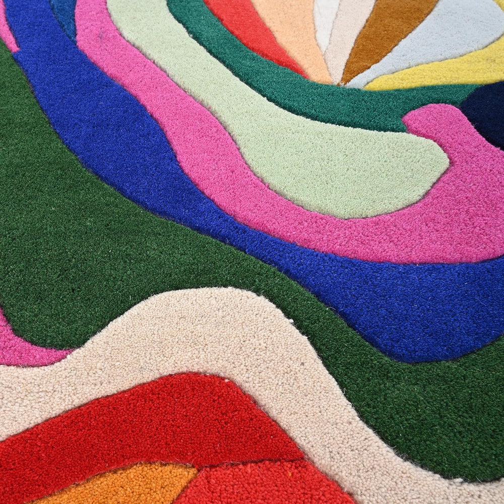Colorful Wool Rug Hand-Tufted Colorful Abstract Area Rug – Vibrant Multicolor Modern Woo ...