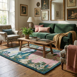 Hand-Tufted 100% Wool Rug – Swan Lake Scenic Floral Design