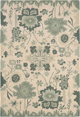 Handmade Oushak Wool Area Rug – Featuring Floral and Botanical Patterns in Soft Tones