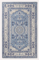 Traditional Hand-Tufted Wool Area Rug, Floral Medallion Design