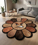 Hand Tufted Wool Area Rug Flower Shape Cartoon Face Design