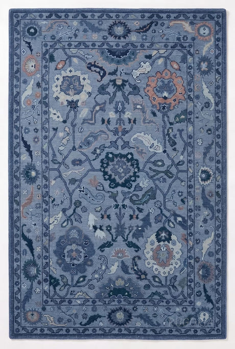 Handmade Wool Area Rug Traditional Floral Medallion Design