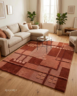 Hand-Tufted Wool Area Rug, Modern Patchwork Geometric Design