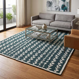 Hand-Tufted Wool Area Rug, Botanical Vine Pattern, Soft Thick Wool Carpet