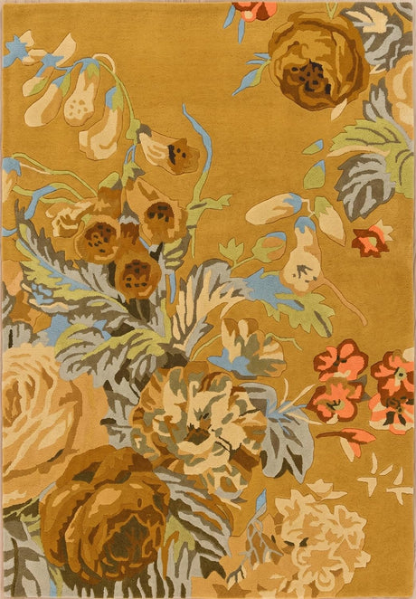 Modern Rose Floral Wool Rug | Colorful Garden Flower Design Carpet