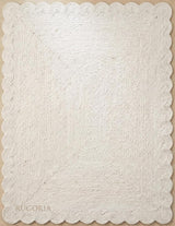Handwoven Jute Rug with Scalloped Border, Natural Fiber Indoor Rug