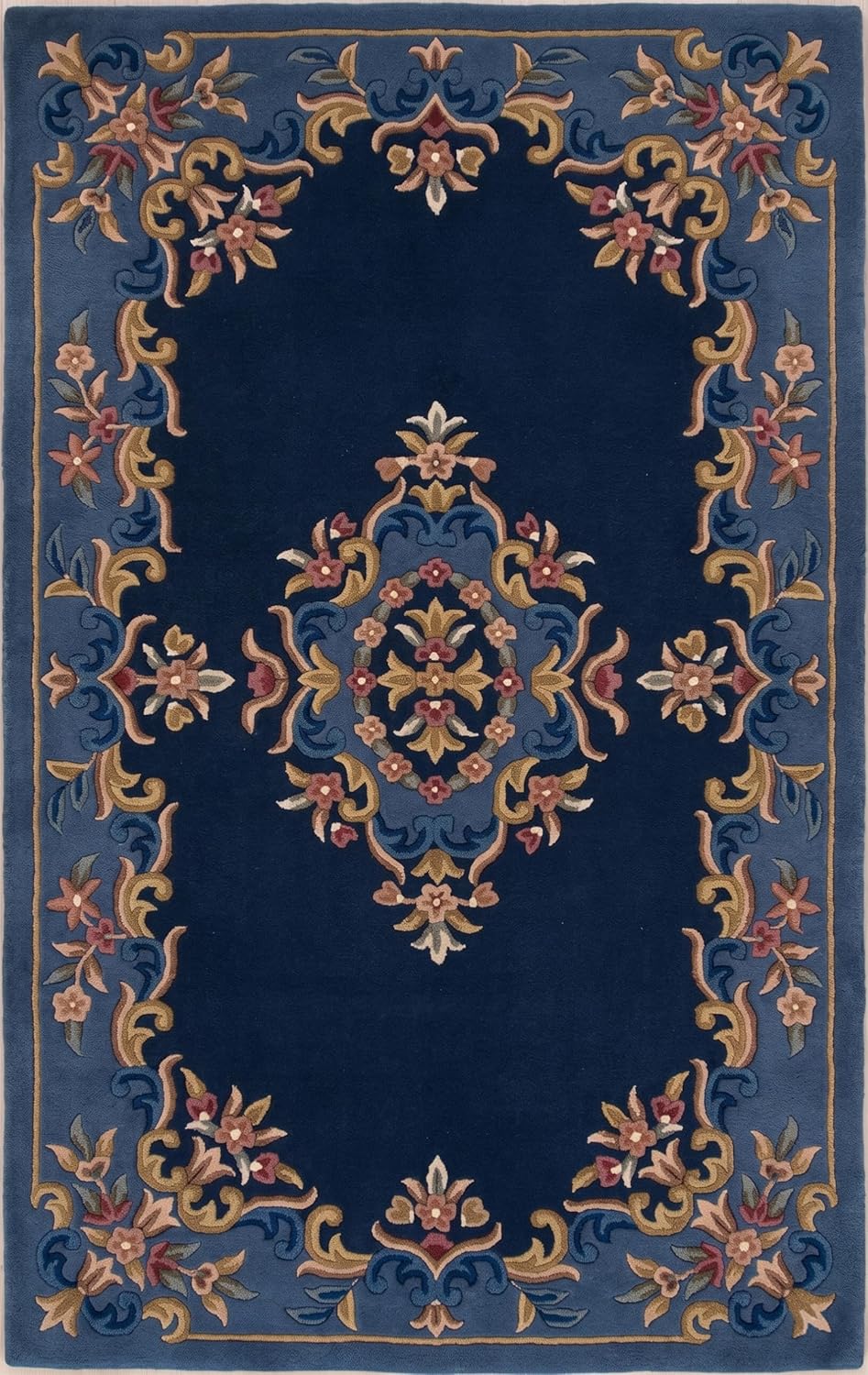 Handmade Traditional Wool Rug | Floral Medallion Border Design