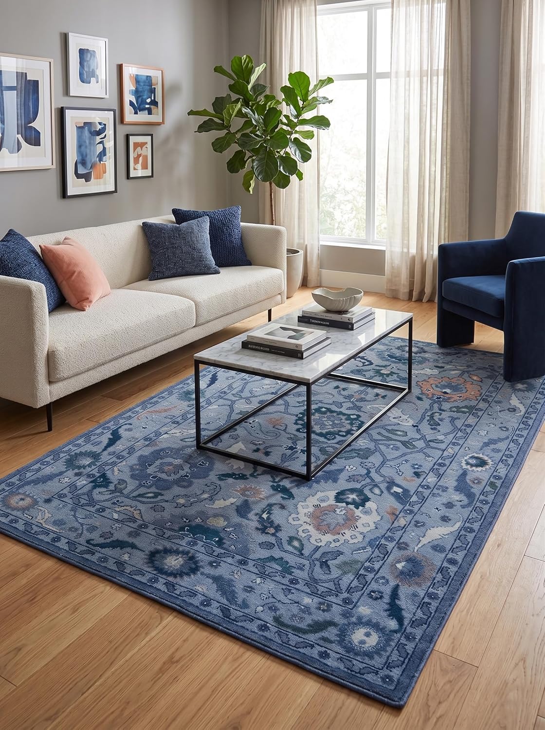 Handmade Wool Area Rug Traditional Floral Medallion Design