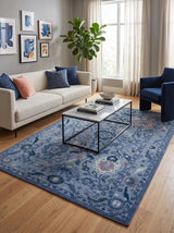 Handmade Wool Area Rug Traditional Floral Medallion Design
