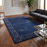 Hand-Tufted Wool Area Rug, Geometric Border,