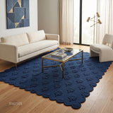 Hand Tufted Wool Rug, Floral Botanical Pattern with Scalloped