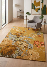 Modern Rose Floral Wool Rug | Colorful Garden Flower Design Carpet