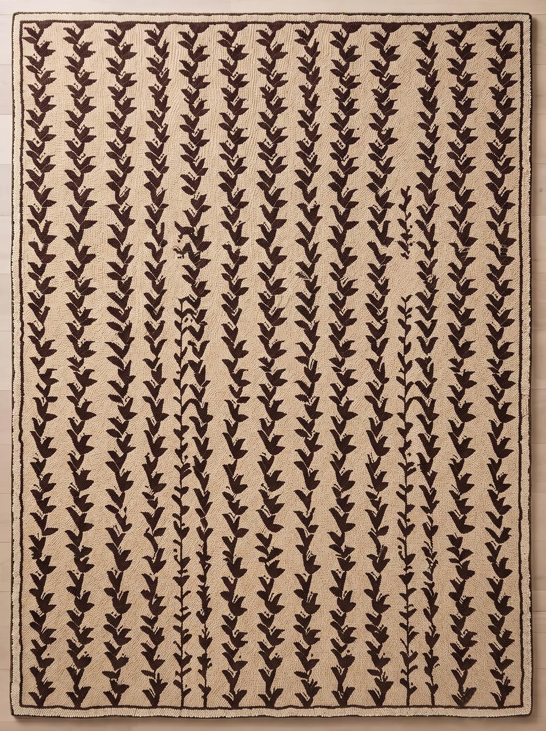 Hand-Tufted Wool Area Rug, Botanical Vine Pattern, Soft Thick Wool Carpet