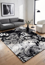 Modern Rose Floral Wool Rug | Colorful Garden Flower Design Carpet