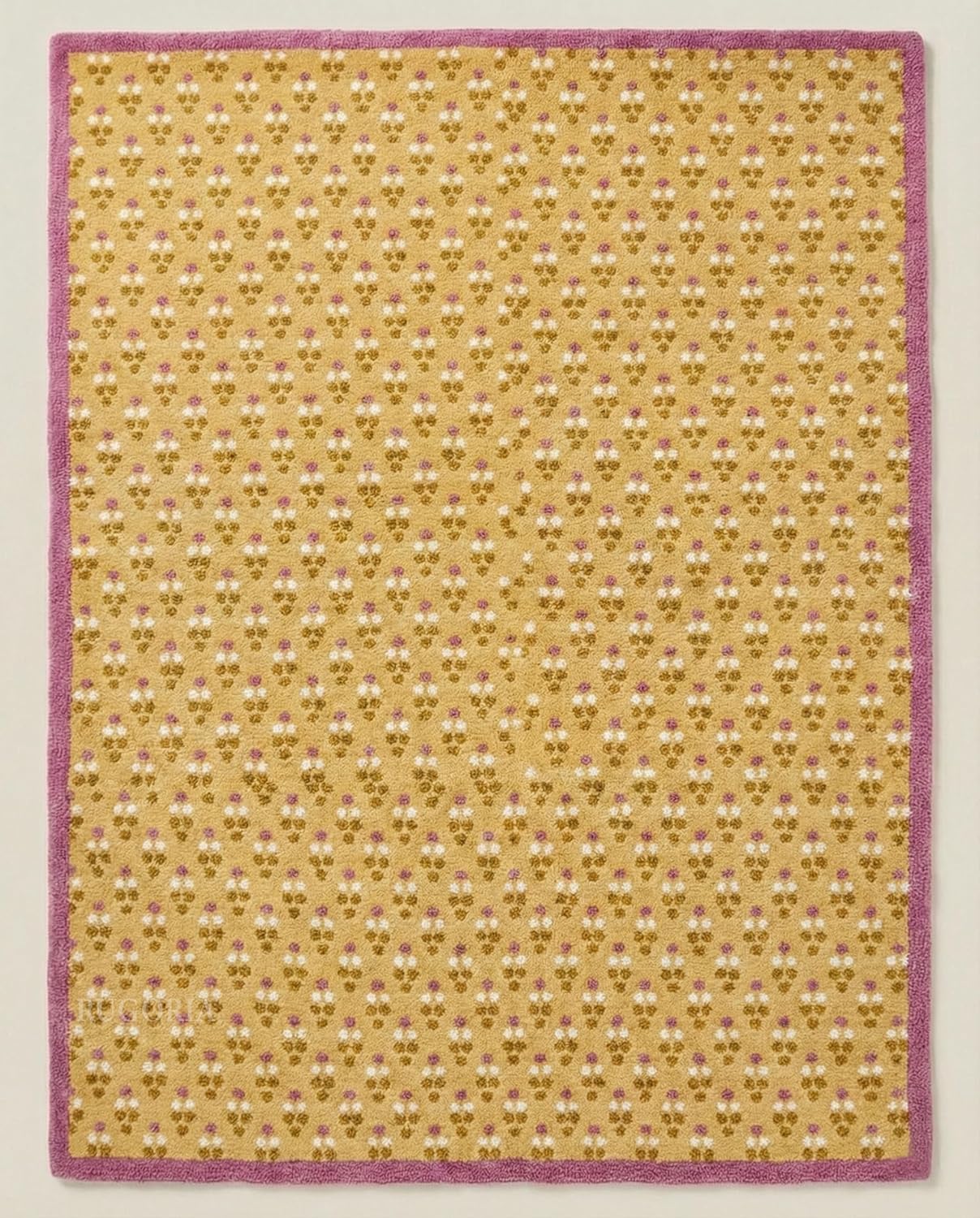 Hand Tufted Wool Area Rug Floral Dot Pattern