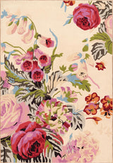 Modern Rose Floral Wool Rug | Colorful Garden Flower Design Carpet