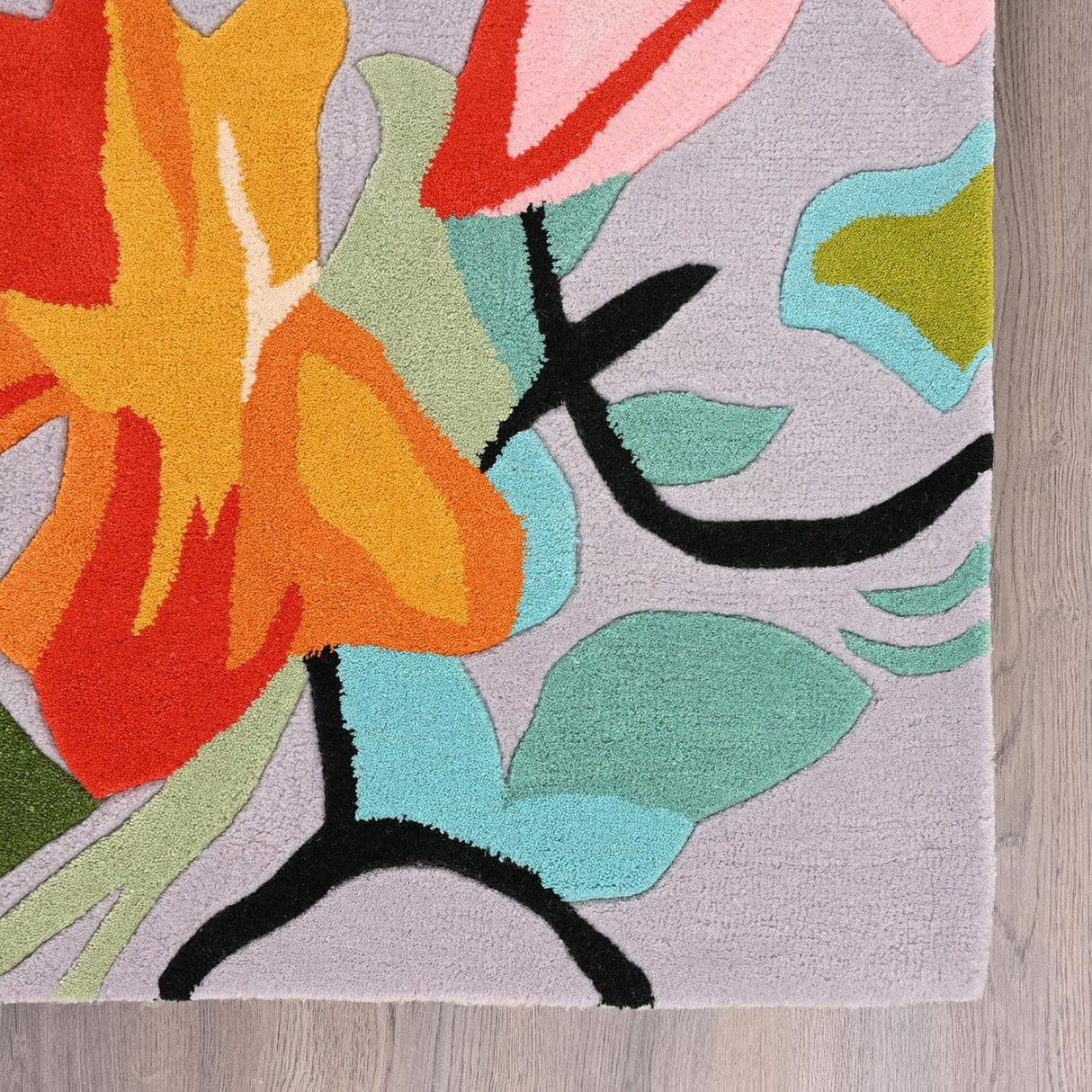 Hand-Tufted Wool Floral Area Rug – Colorful Botanical Garden Design