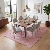 Hand Tufted Wool Rug, Floral Botanical Pattern with Scalloped