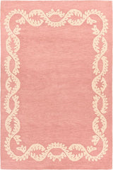 Hand-Tufted Wool Rug - Intricate White Vine Border Carpet