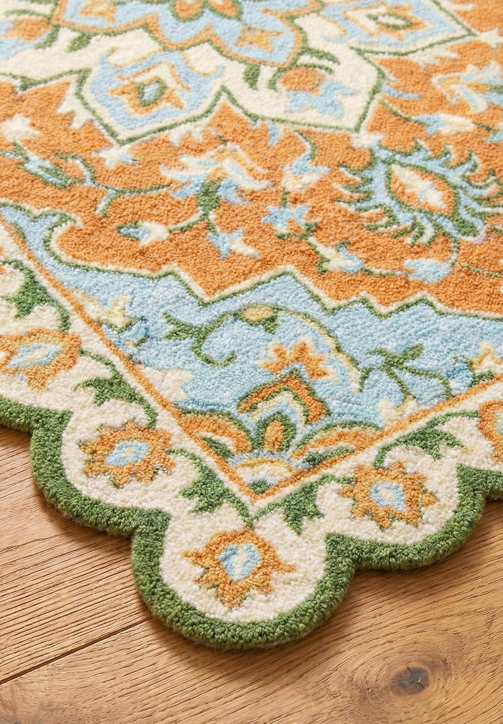 Floral Bull Pattern Rug Traditional Hand-Tufted Wool Rug – Vintage Floral Medallion Pattern