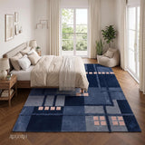 Hand-Tufted Wool Area Rug, Modern Patchwork Geometric Design