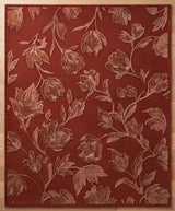 Hand Tufted Floral Wool Area Rug, Raised Botanical Carved Design