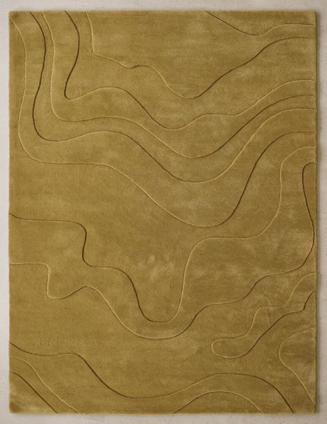 Modern Abstract Hand-Tufted Wool Area Rug Carved High-Low Pattern