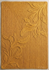 Handwoven Jute Rug with Textured Floral Border Design, Natural Fiber Rug